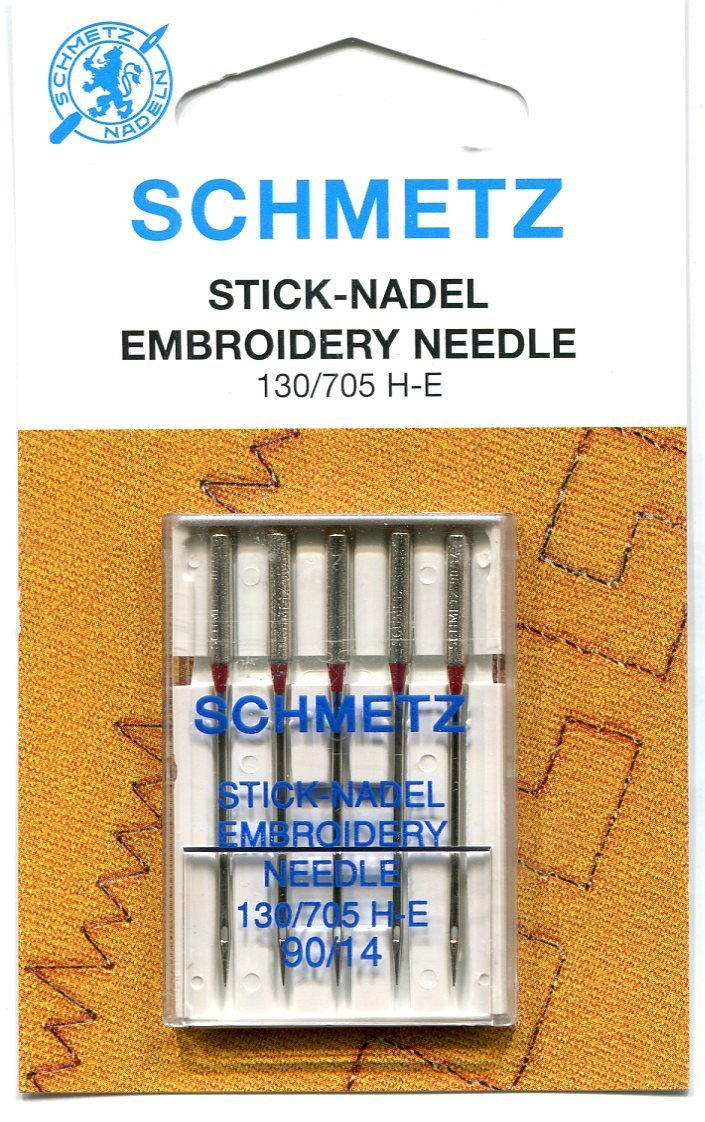 Schmetz Embroidery Needle (Red Tip) For Domestic Machines Flat Back Needle (90 (14))