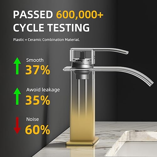 Miniatura 3 de Grifo de baño moderno de cascada de lavabo con un solo mango color oro cepillado para 1 o 3 agujeros con placa de cubierta y manguera