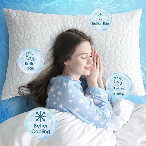 Miniatura 23 de SUPA MODERN Almohadas de cama refrescantes para dormir, 1 paquete de almohadas de espuma viscoelástica trituradas, almohada fresca ajustable