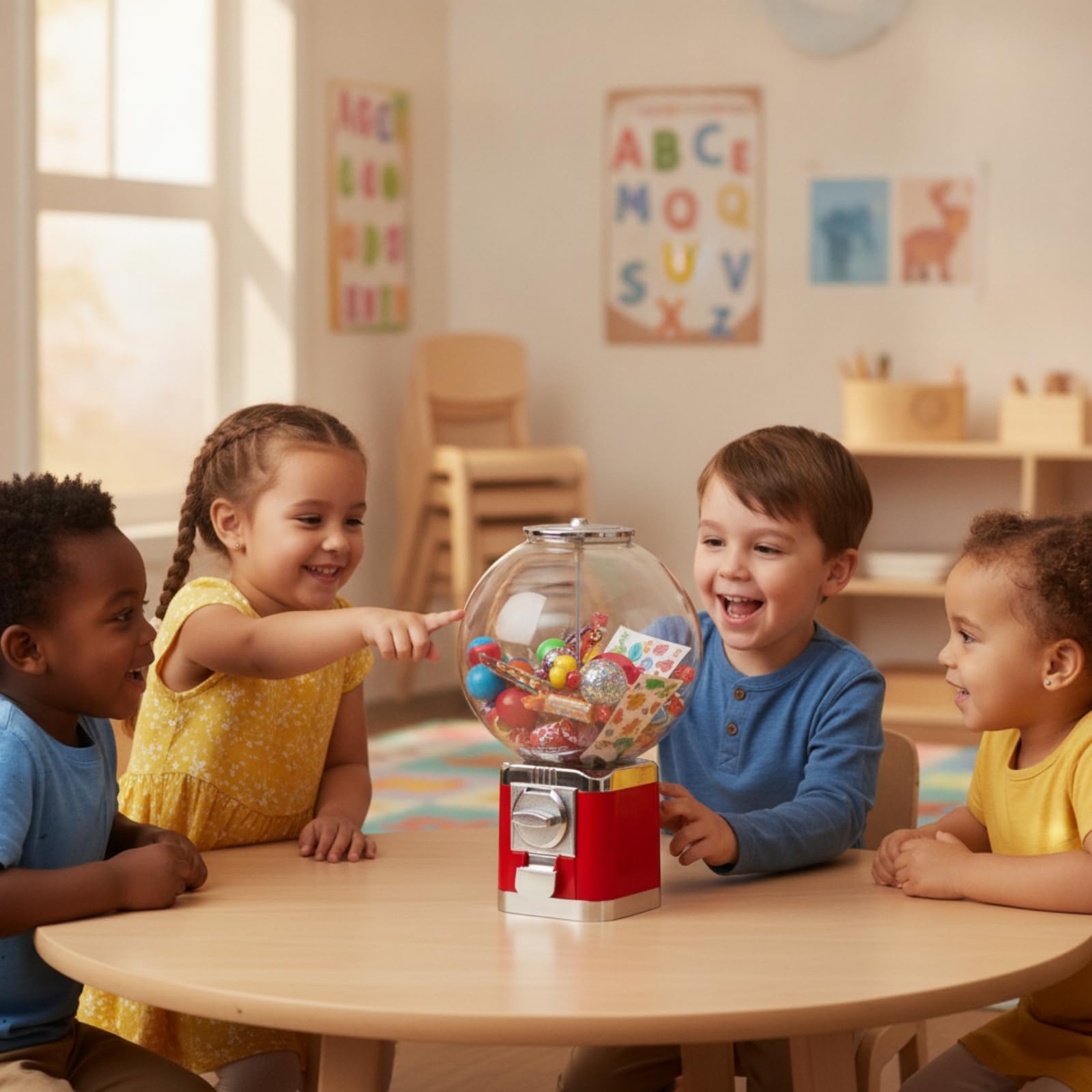 Distributore Giocattolo da Tavolo Manuale Compatto per Bambini , Arancione