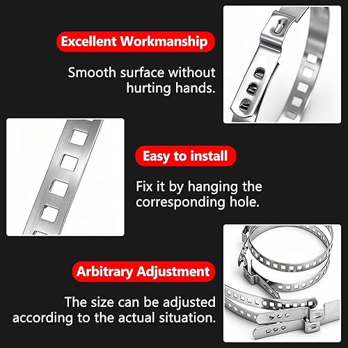 Miniatura 5 de Pinza de Abrazadera de Bota CV con 10 Piezas de Bandas de Engaste de Acero Inoxidable 304, 5 Piezas Pequeñas y 5 Piezas Grandes, Universales y