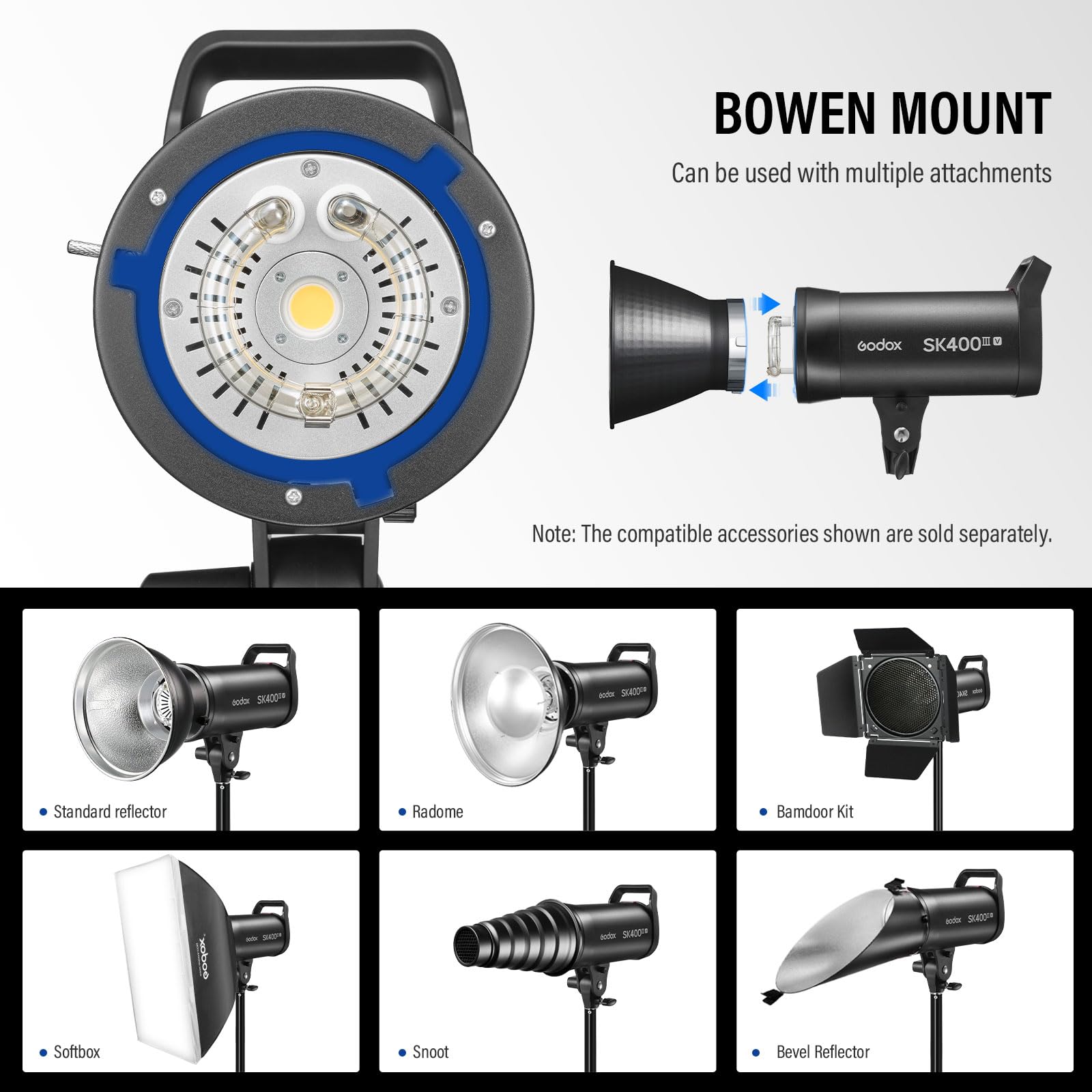 GODOX SK400IIIV lampa błyskowa SK400IIV Upgrade Monolight Flashs, profesjonalna lampa studyjna, światło wideo LED, złącze Bowensa, 400 W, 2,4 G, bezprzewodowy system X, 5700 ± 200 K, lampa modelowa