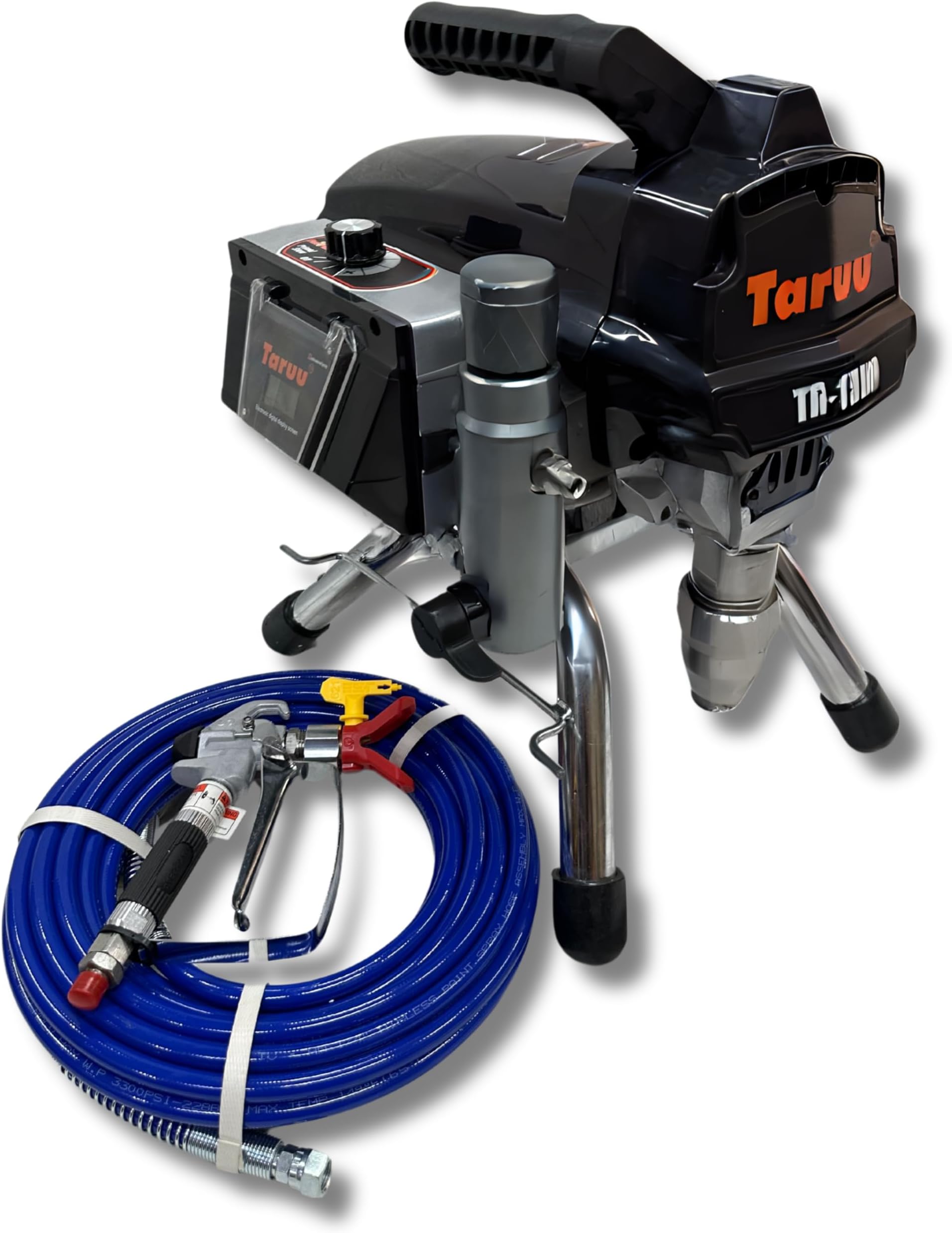 Taruu Airless Paint Spraying Machine 1500 Watt, Water & Oil Based Paint, Accessories 12m Pipe, Gun, Extra Spare Parts, Installation & Training Guide, Commercial Use