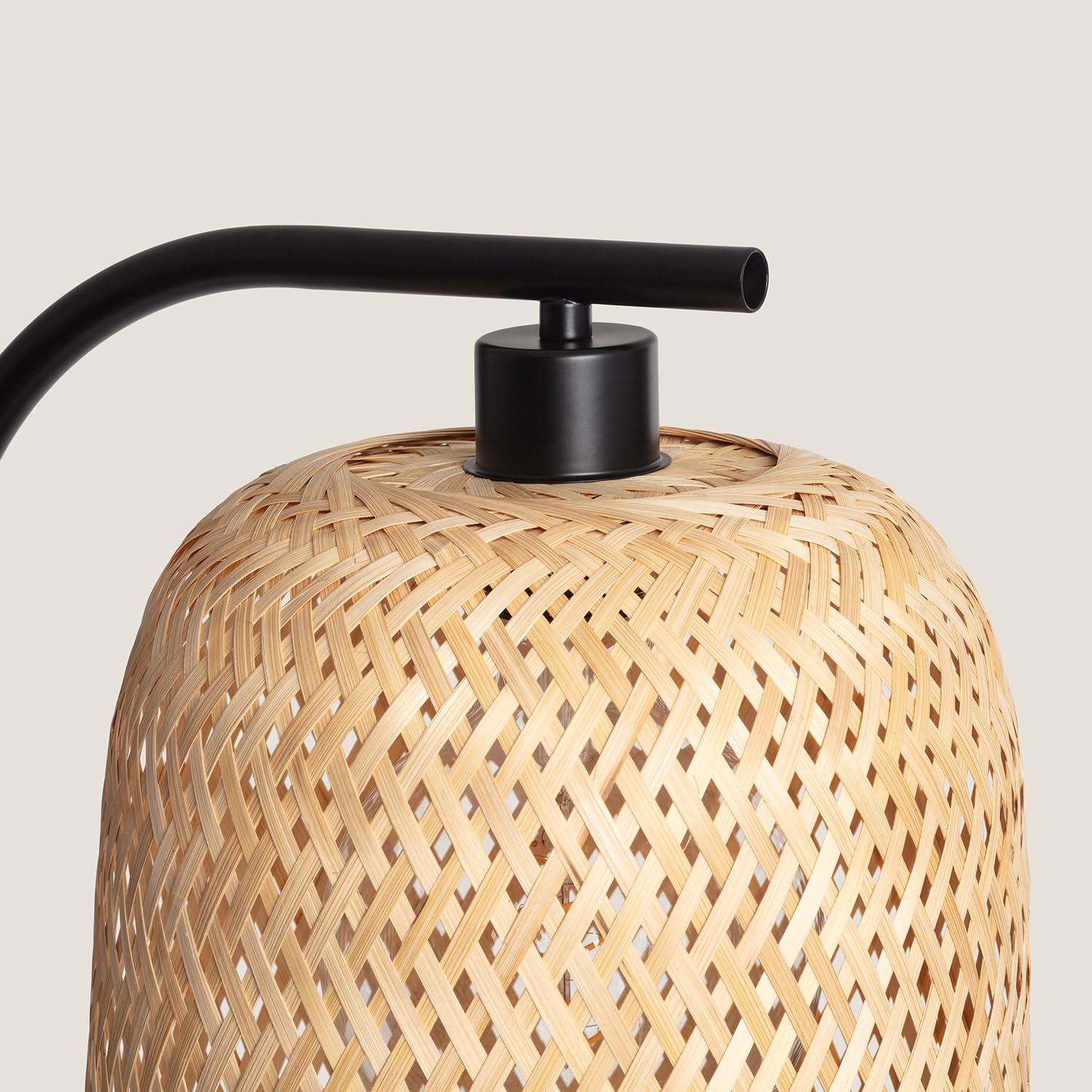 LEDKIA LIGHTING Lámpara de Pié Metal y Bambú Adola Natural E27