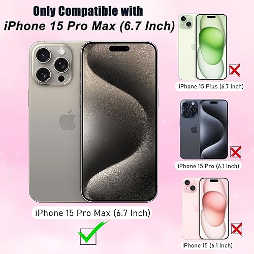 Miniatura 3 de Funda magnética con purpurina para iPhone 15 Pro Max, compatible con MagSafe, protección completa de la lente de la cámara, chapado de lujo, bonita