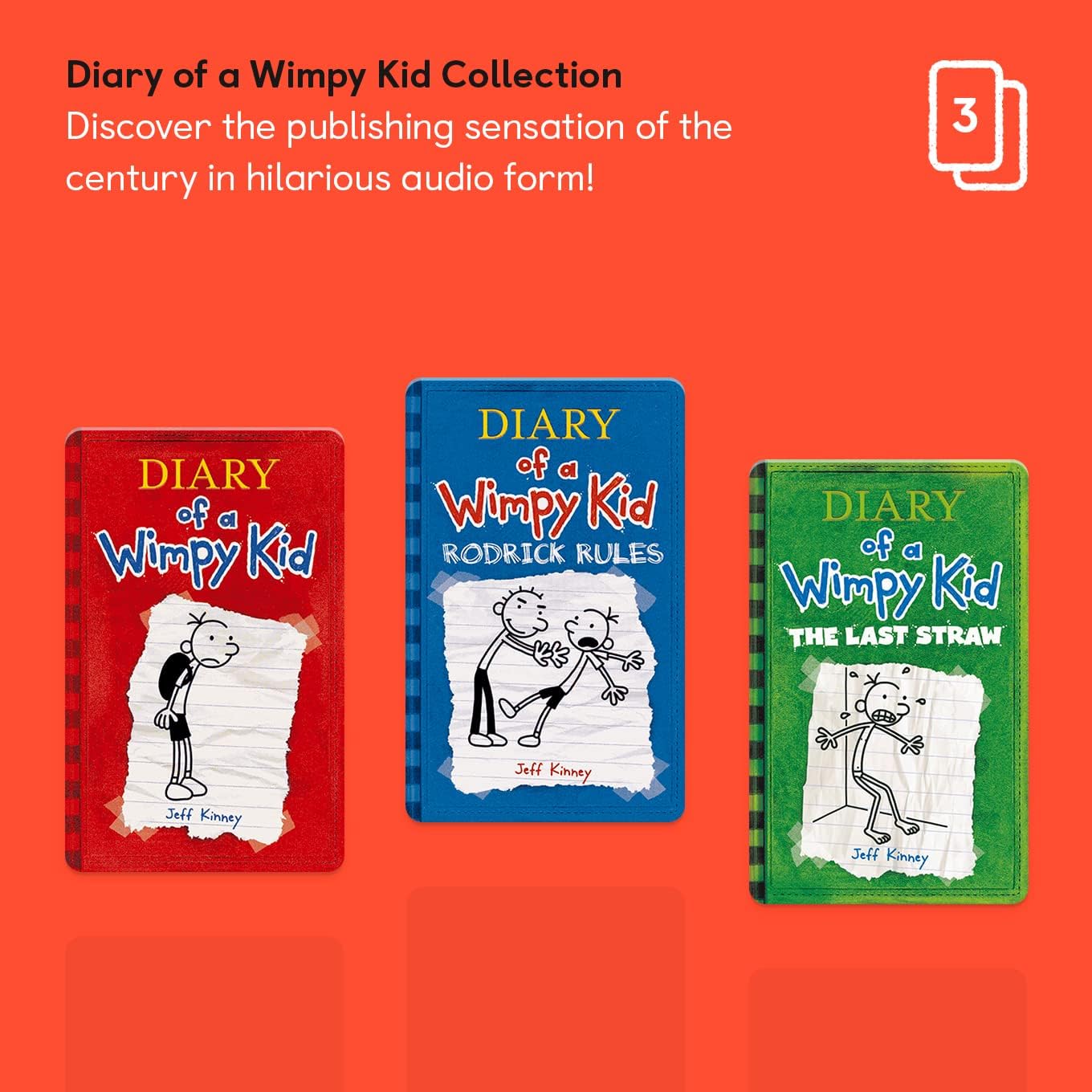 Yoto Diary of a Wimpy Kid Collection by Jeff Kinney – 3 Kids Audiobook Cards for Use Player Mini Bluetooth Speaker, Fun Educational Daytime & Bedtime Stories for Children Ages 7+