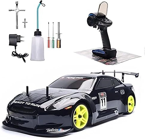 2.4G Nitro Gás RC Carros Caminhão 1/10 17IN Profissional de Alta Velocidade Deriva Motor a Gasolina Carro de Controle Remoto Nitrogênio Drive 4WD 80KM / H Chassi de Metal Gás RC Carros Adult