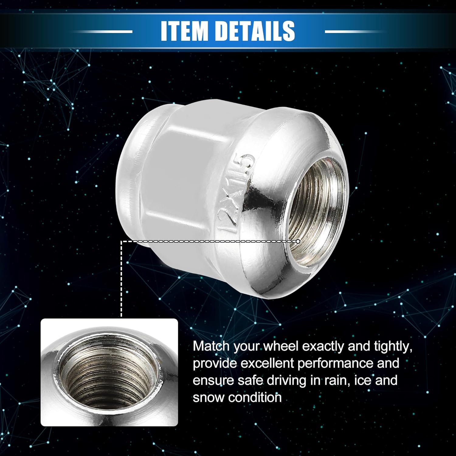 10 Pcs Wheel Lug Nuts Compatible for Honda Accord Civic, Durable Chorme Plated M12x1.5 Carbon Steel Silver Tone Tire Lugnuts