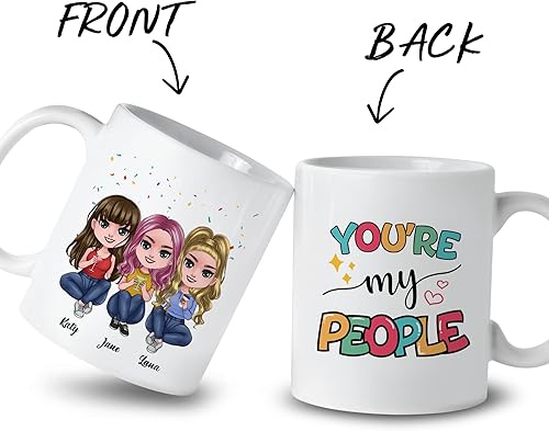 Miniatura 8 de Gossby Taza de café personalizada de la amistad, regalo personalizado Besites para mujeres con diseño de muñeca, nombre, cita  cumpleaños, Navidad,