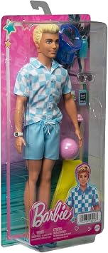 Barbie Ken Doll With Beach Themed Fashions | Fashion Doll With Blue Button Down and Trunks Fashion, Includings Visor, Towel, and Other Accessories, Ages 3+, HPL74