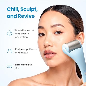 PLANTIFIQUE Ice Roller for Face - Stainless Steel Cooling Eye Roller - Reduce Puffiness, Improve Lymphatic Drainage & Soothe Skin