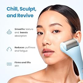PLANTIFIQUE Facial Ice Roller - Puffiness Cryotherapy Skin Care Massage Tool - Stainless Steel Roller for Men & Women - Metal Massager for Face, Eyes and Body