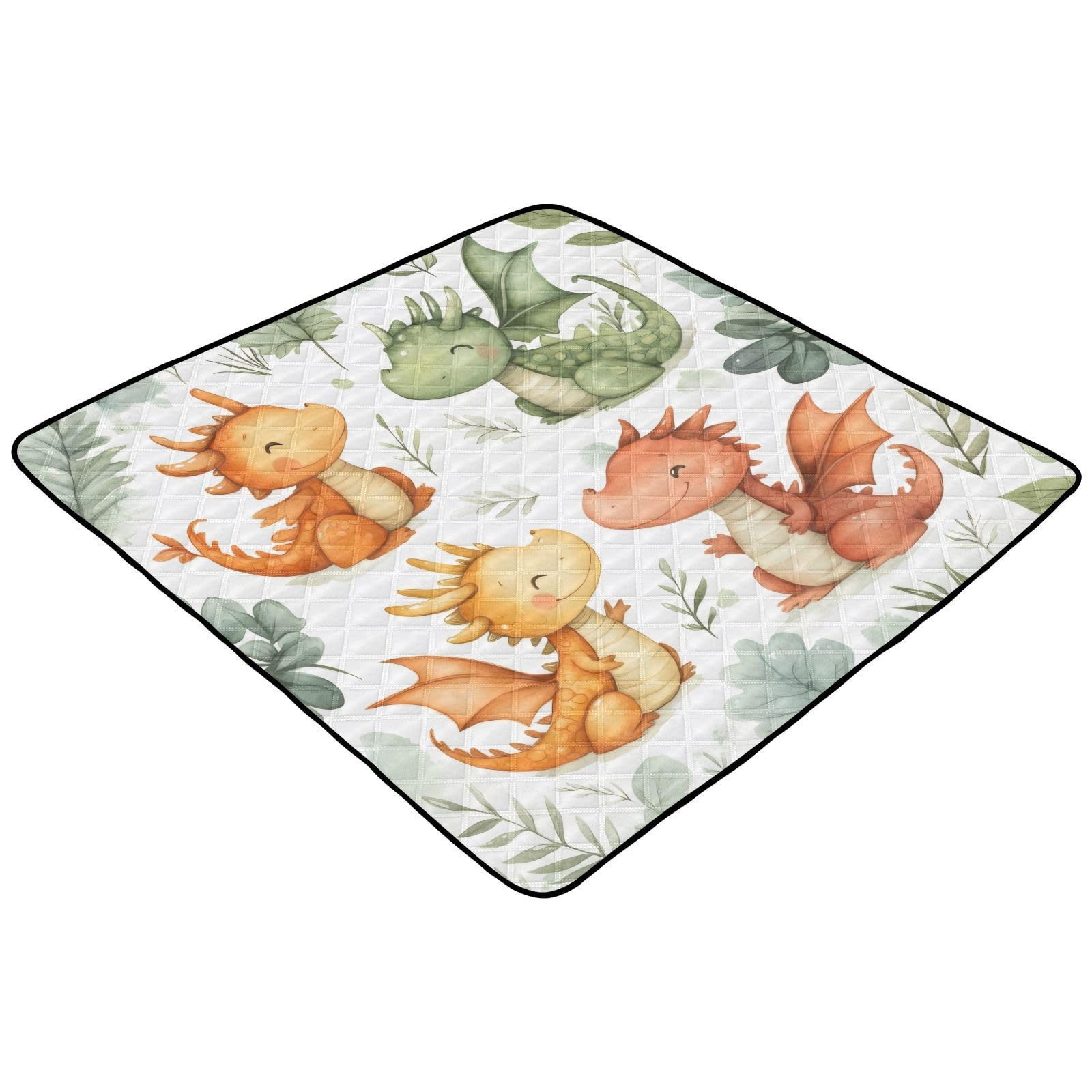 GOODOLD Cute Dragons Baby Play Mat 50x50 Inch One-Piece Soft Crawling Mat Waterproof Playmat with Non-Slip Bottom for Babies, Toddlers, and Infants