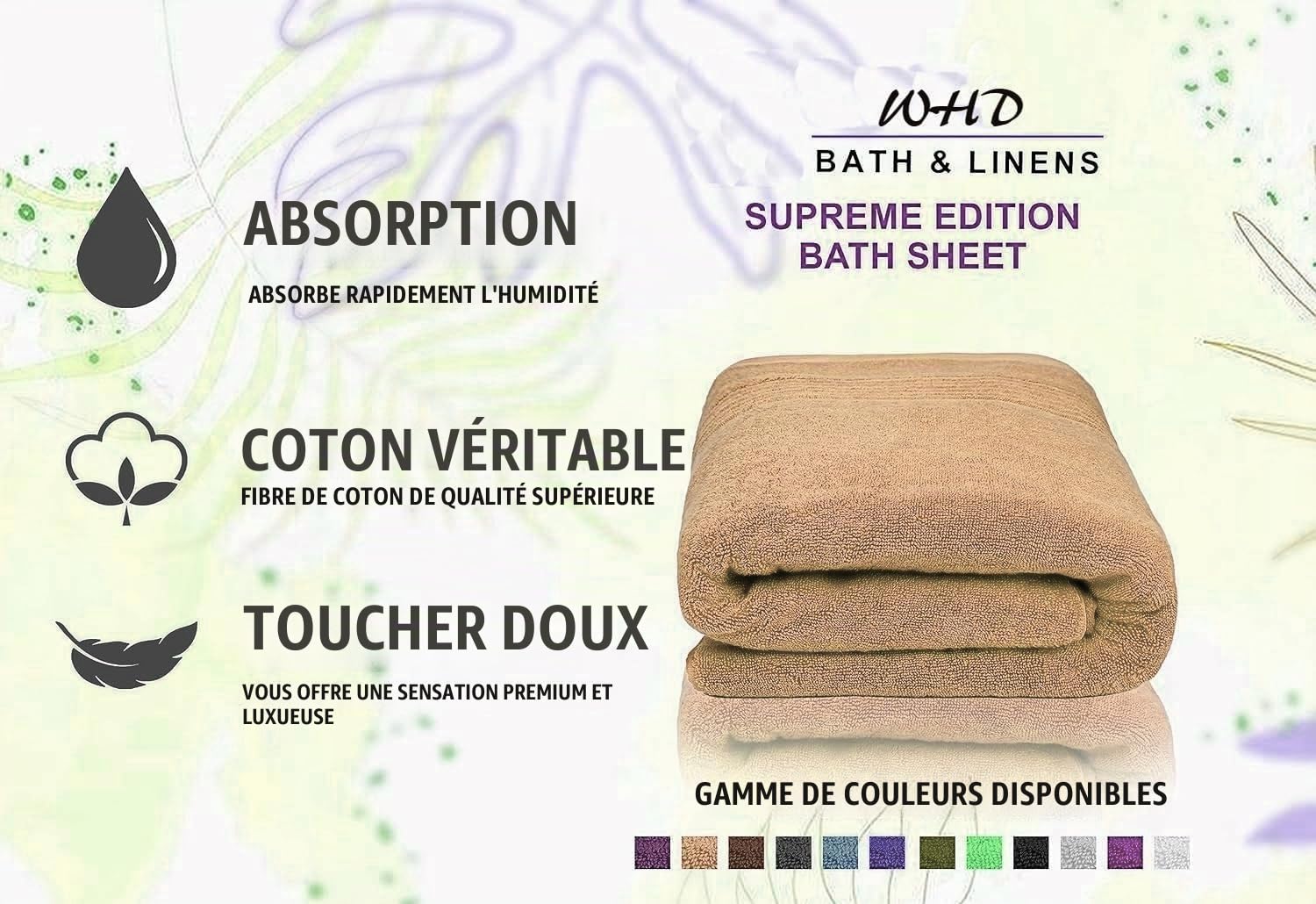 Lot de 1 à 2 draps de bain de luxe en coton de qualité supérieure - 100 x 200 cm, 700 g/m² - Taille XL (2, latte)