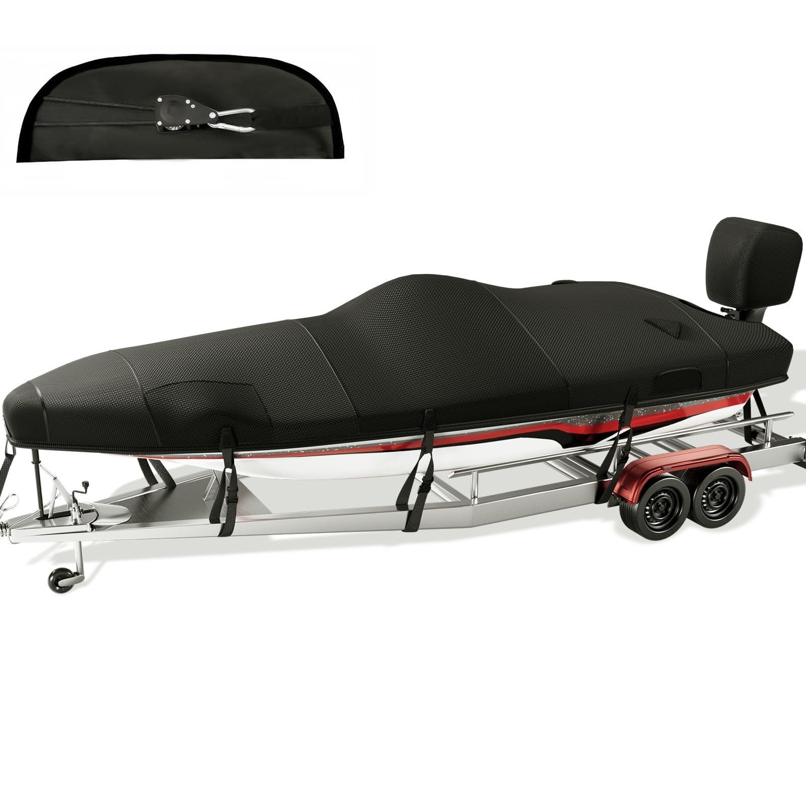 Photo 1 of Fuprosico 1200D Ratchet Custom Trailerable Bass Boat Cover 17-19ft,Black