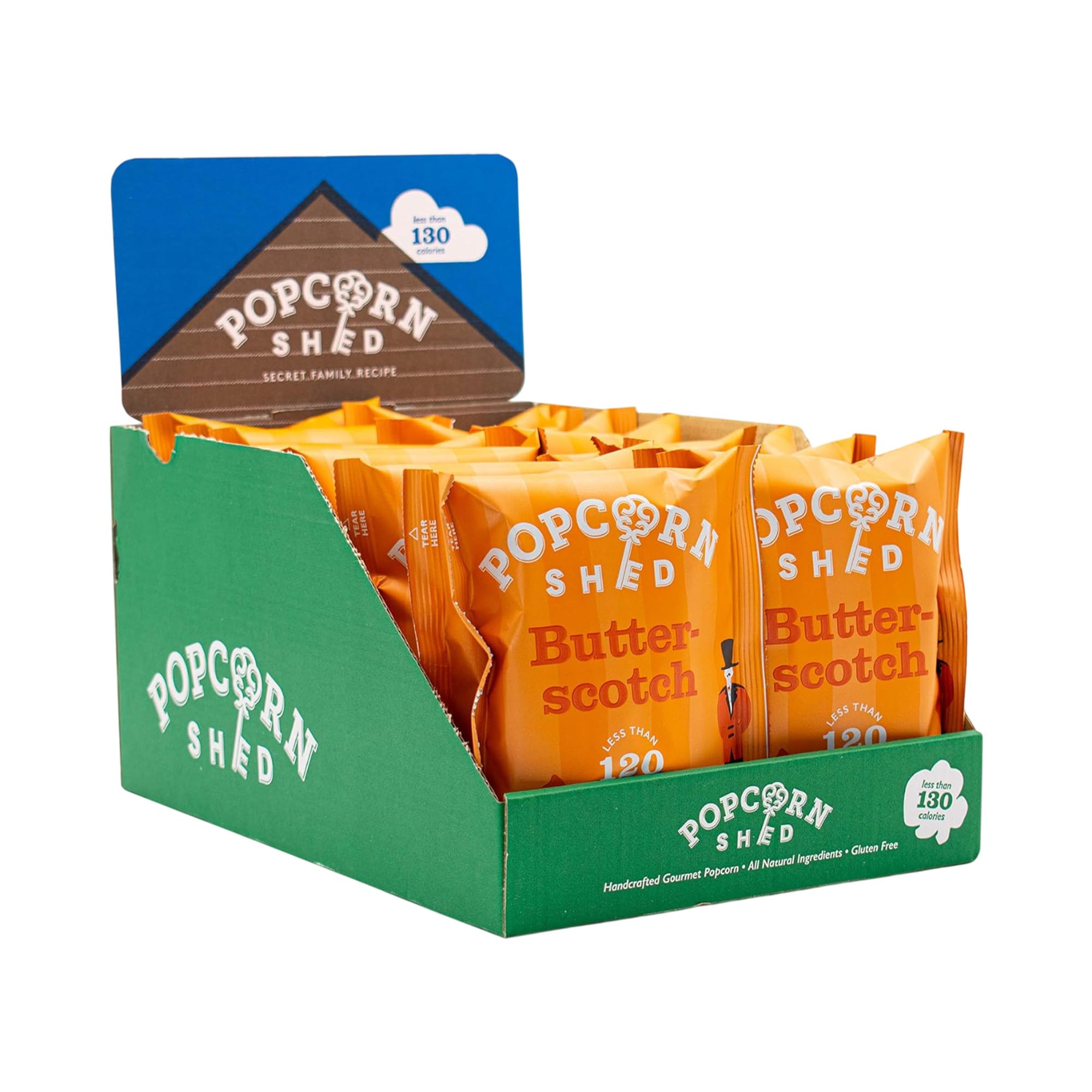 Popcorn Shed Butterscotch Gourmet Popcorn (16 x 24g) - Vegan Salted Butterscotch Caramel, Easy & Low Calorie Snack, Perfect for Parties, Movie Nights & Gifting