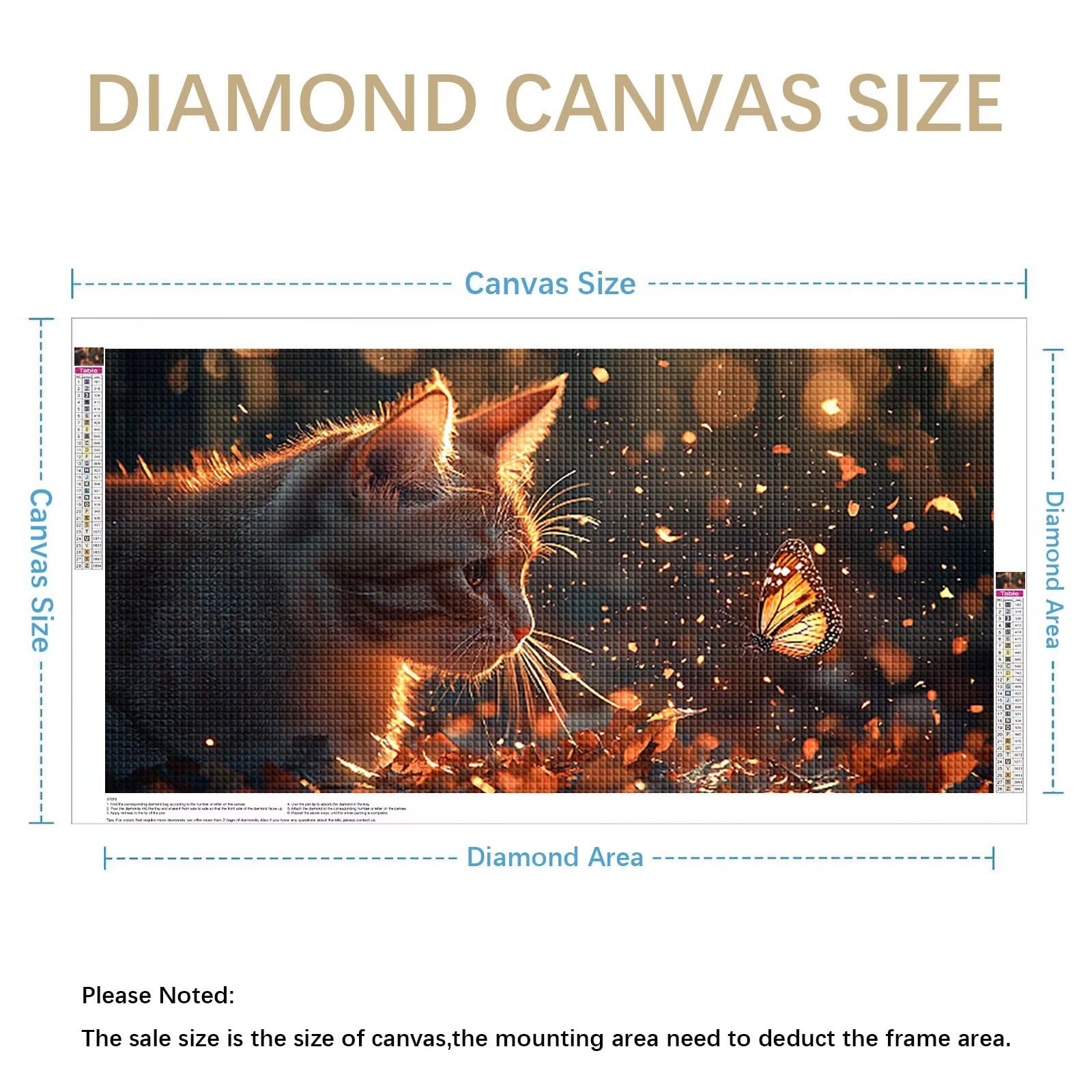 Diamond Painting Adultos Gato Pintura Diamante, Mariposa Diamond Painting 5D Completo, DIY Cuadrado Bordado Punto de Cruz Cuadros de Diamantes Kit para Decoracion Hogar, Regalo Mujer 160x80cm 0J-146