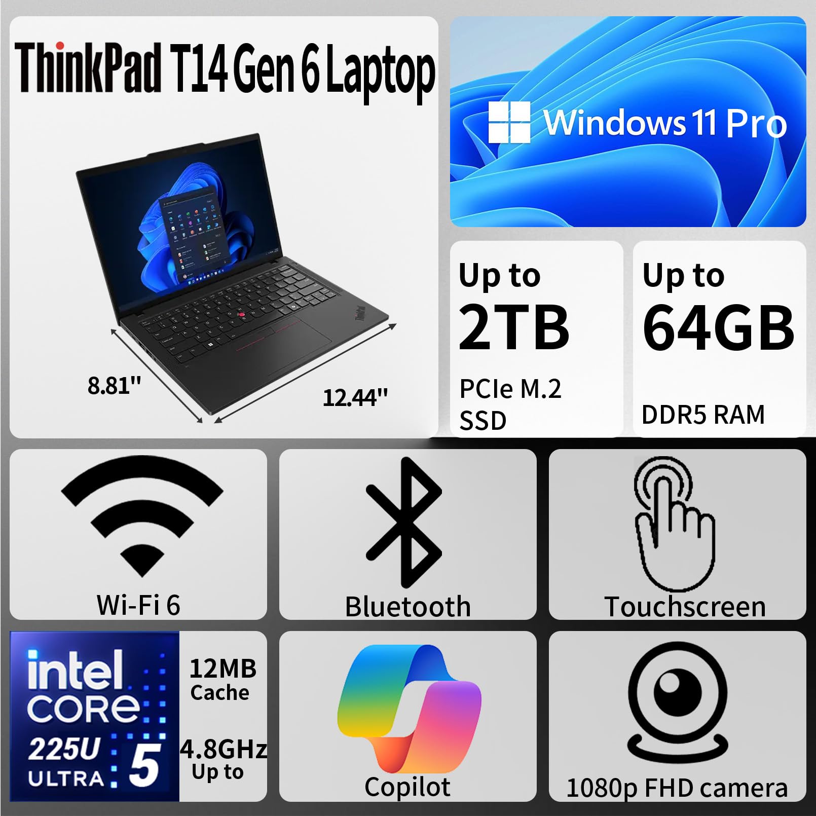 Amazon.com: Lenovo ThinkPad T14 FHD+ Touch Business AI Laptop