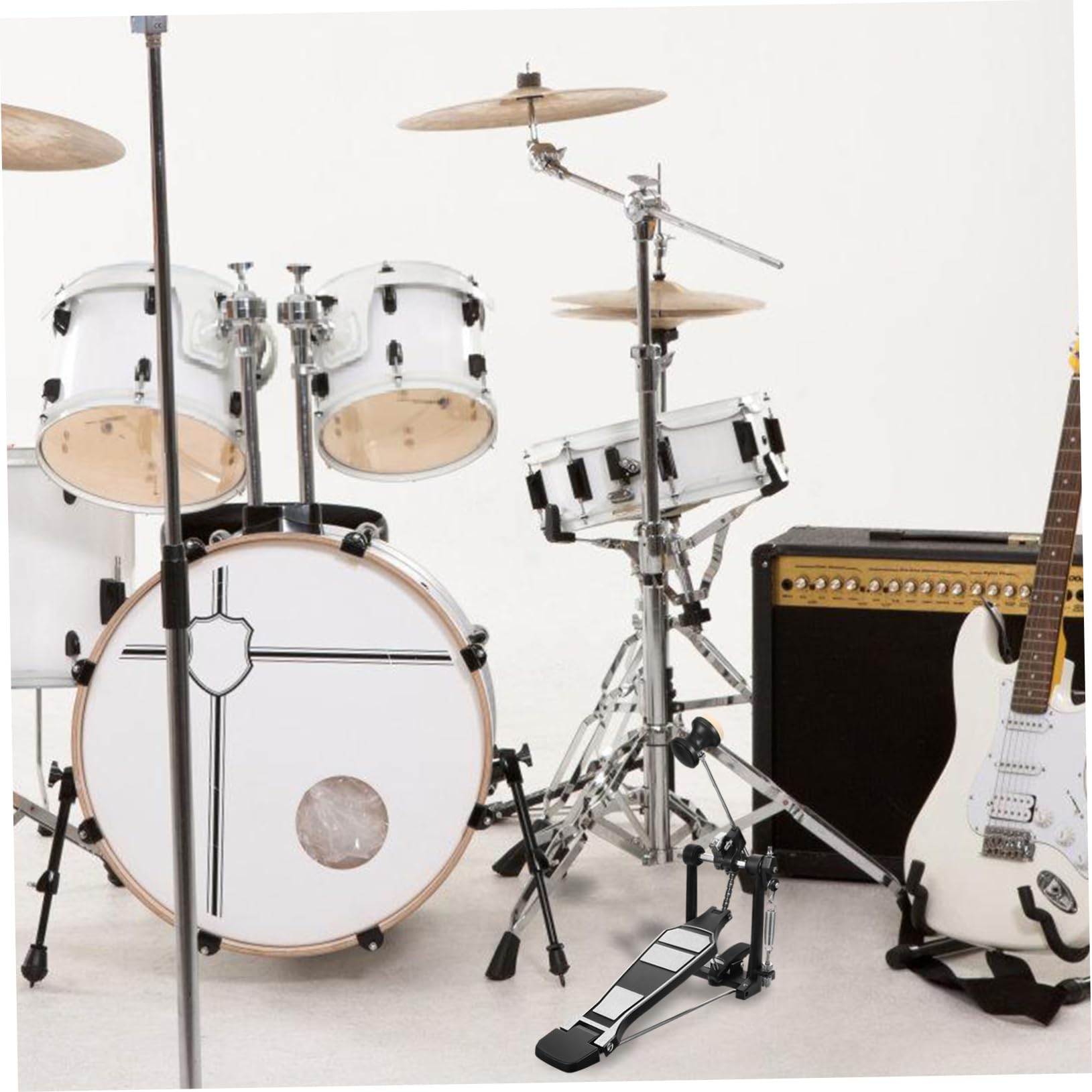 ERINGOGO Pedale Singolo per Batteria in Lega di Alluminio Molla Regolabile e Base Allargata, per Esercitazioni Tecniche di Batteria Jazz ed Elettronica