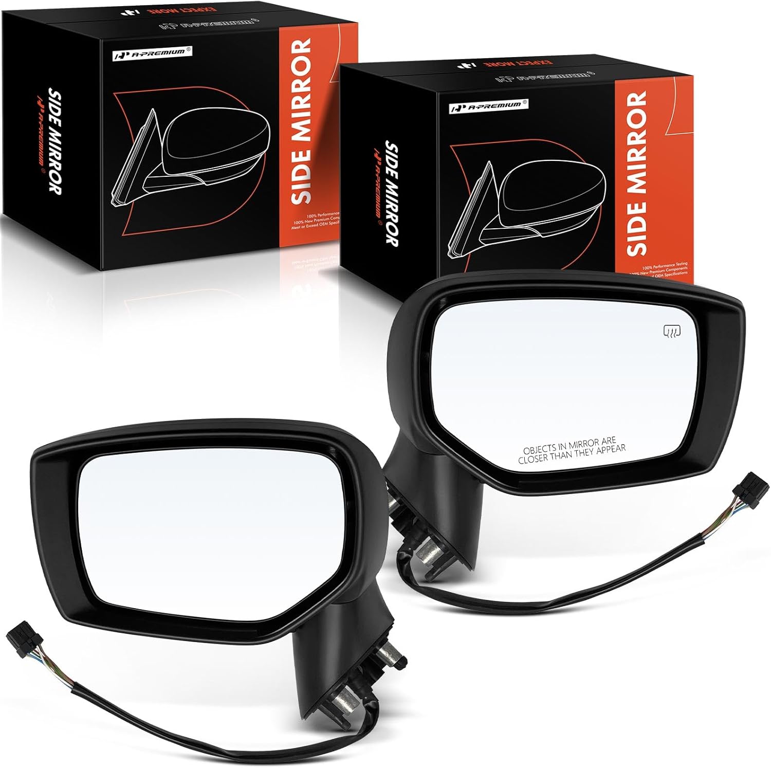 A-Premium Pair (2) Driver and Passenger Side Power Door Mirror - Compatible with Subaru Impreza, Crosstrek, XV Crosstrek, WRX - Heated Manual Folding Black Outside Rear View Mirror w/Turn Signal