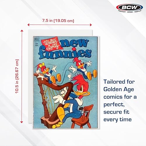 Miniatura 3 de BCW Golden Age - Tableros de respaldo de cómics – Paquete de 100 | Almacenamiento certificado de cómics sin ácidos | Dimensiones de 7 1/2 x 10 1/2