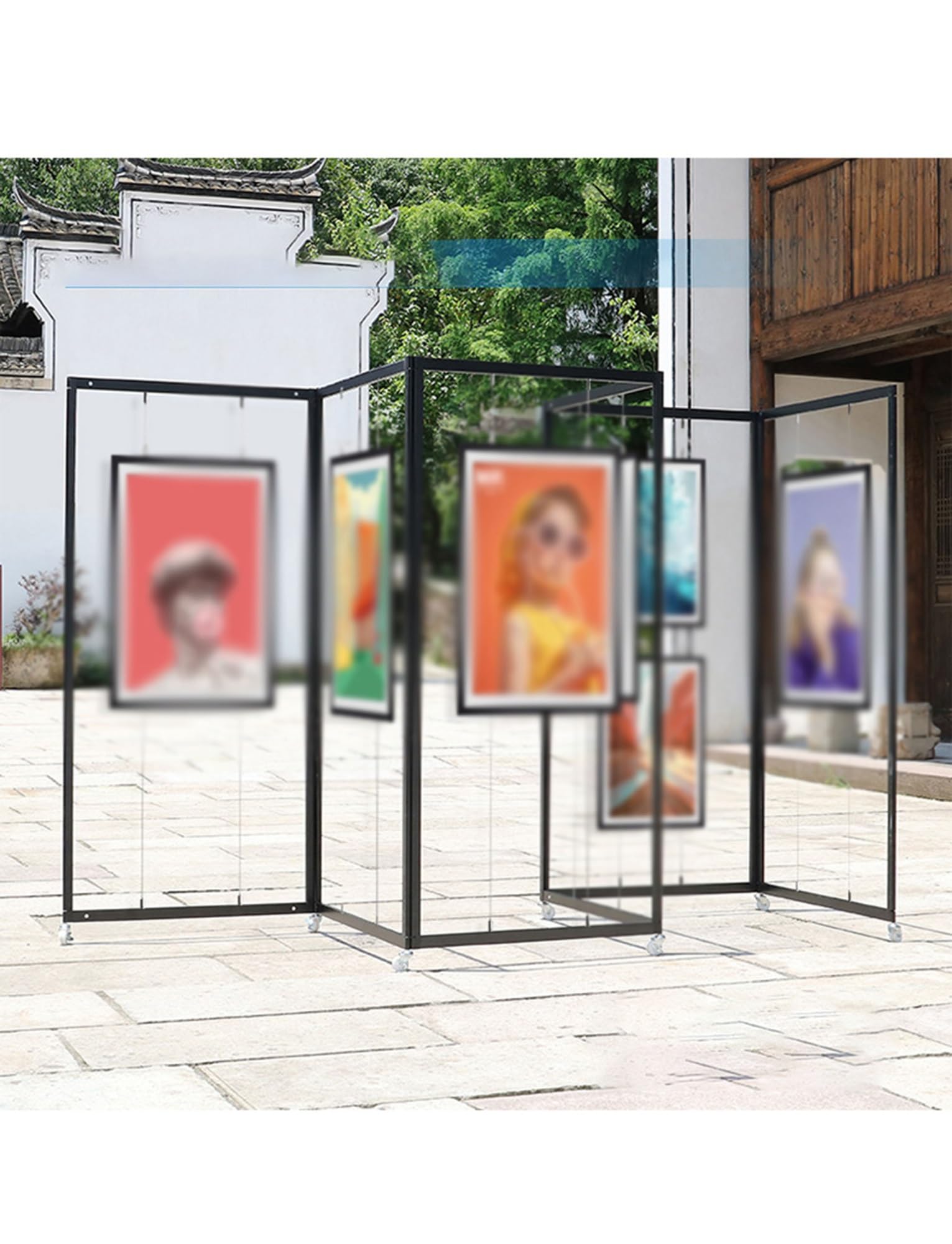 Expositor portátil plegable con ruedas, marco de aleación de aluminio para arte, carteles, fotografía, señalización, ideal para eventos y exposiciones