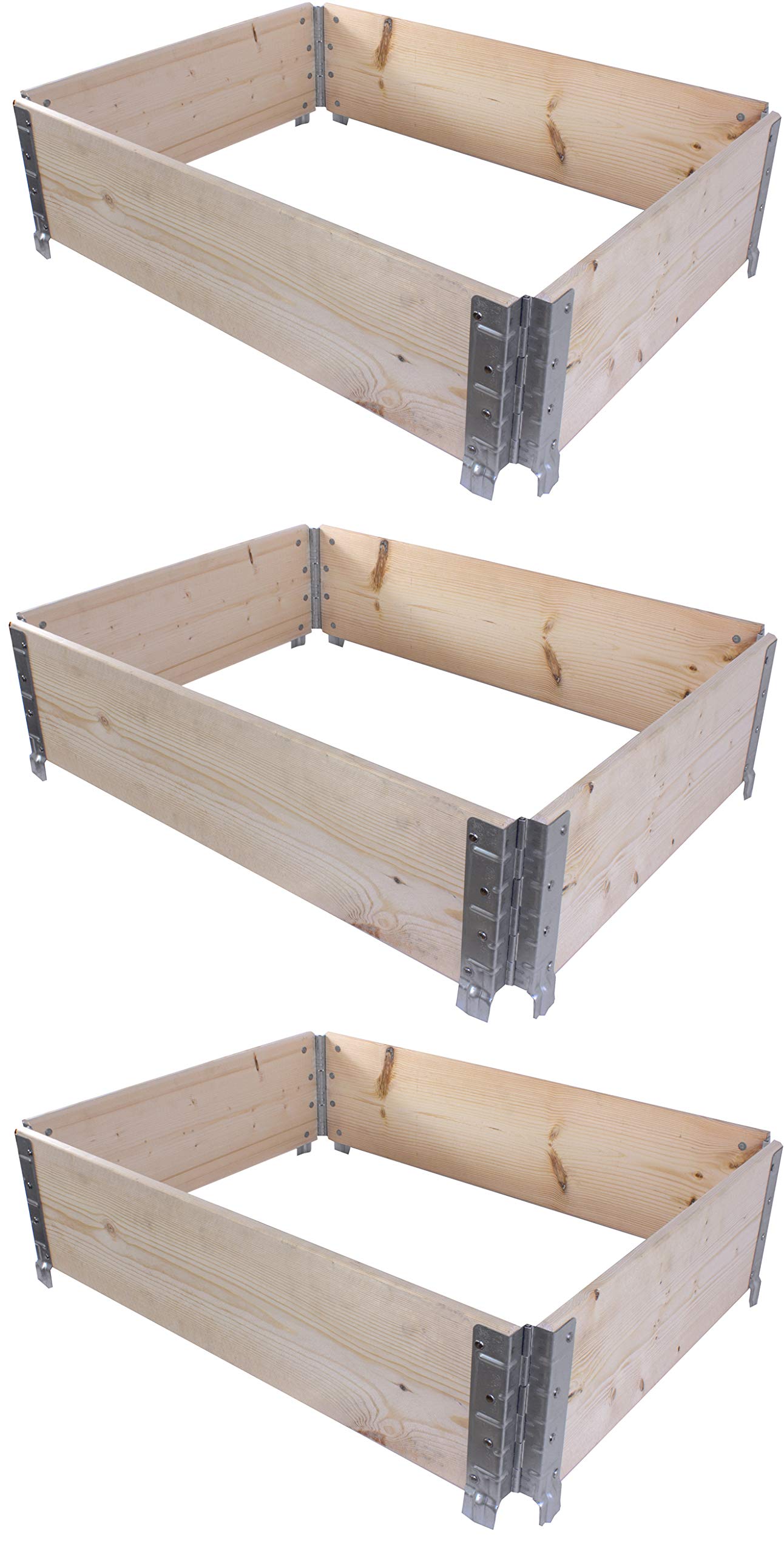 BigDean 3X Palettenrahmen für Hochbeet 80 x 60 x 20 cm = halbe Europalette - Holzrahmen faltbar, steckbar & stapelbar - ideal für Pflanzen, Blumen, Obst, Gemüse & Kräuter