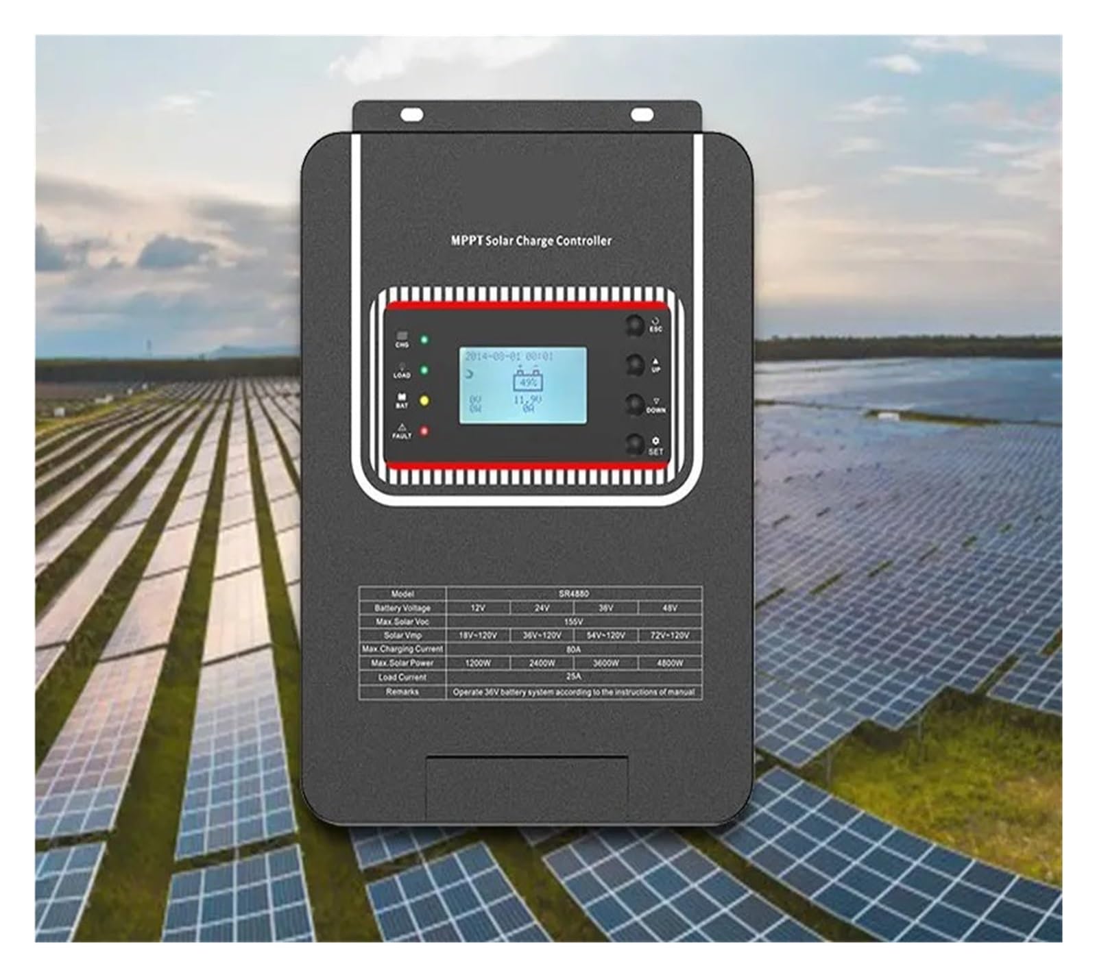 Controlador de Carga Solar MPPT 80A 100A 12V 24V 36V 48V refrigeración por Ventilador(80A)