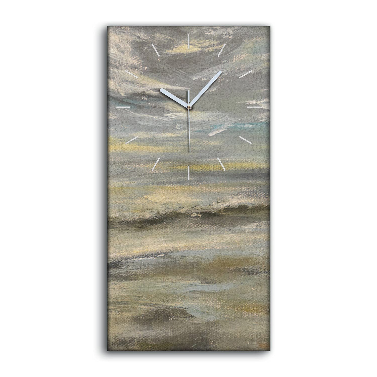 Horloge sur Toile Mer après la Tempête 30x60cm Blanche et Silencieuse pour Décoration Murale