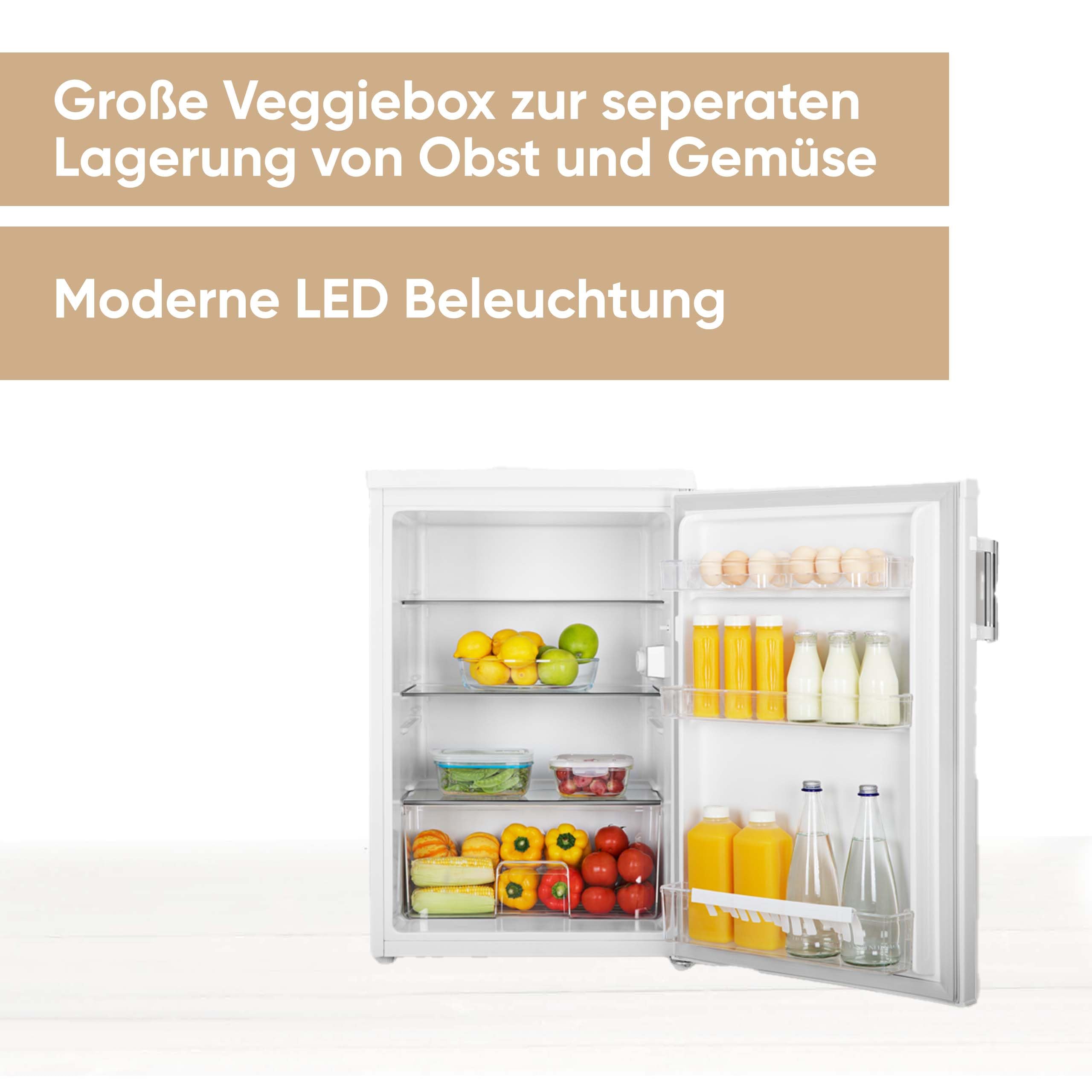 SEVERIN Tischvollraumkühlschrank mit 133 L Nutzinhalt, Vollraumkühlschrank freistehend, mit LED-Innenraum-Beleuchtung, nur 37 dB, weiß, VKS 8843 [EEK C]