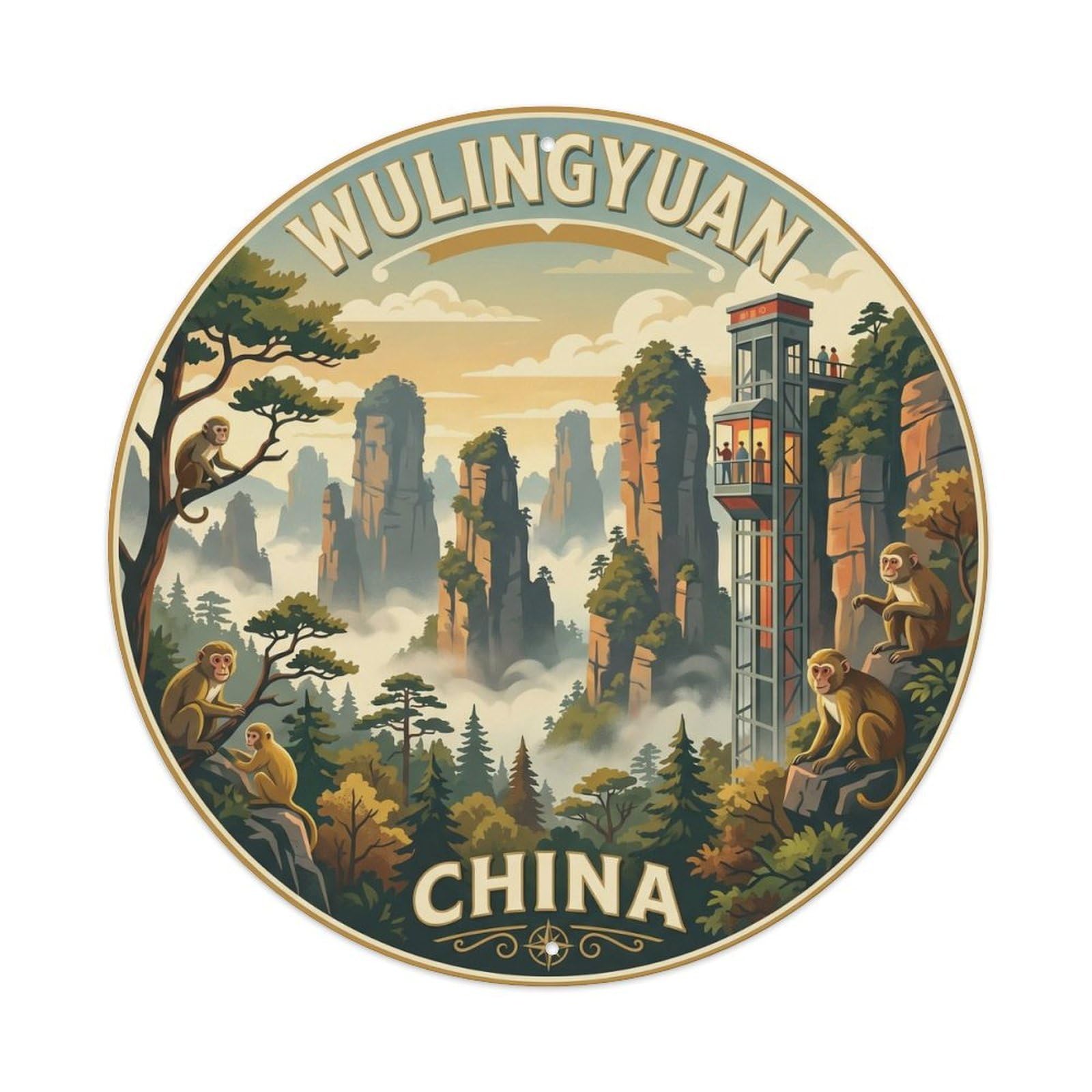 Classic China Wulingyuan Park Heritage City Travel Metal Tin Sign