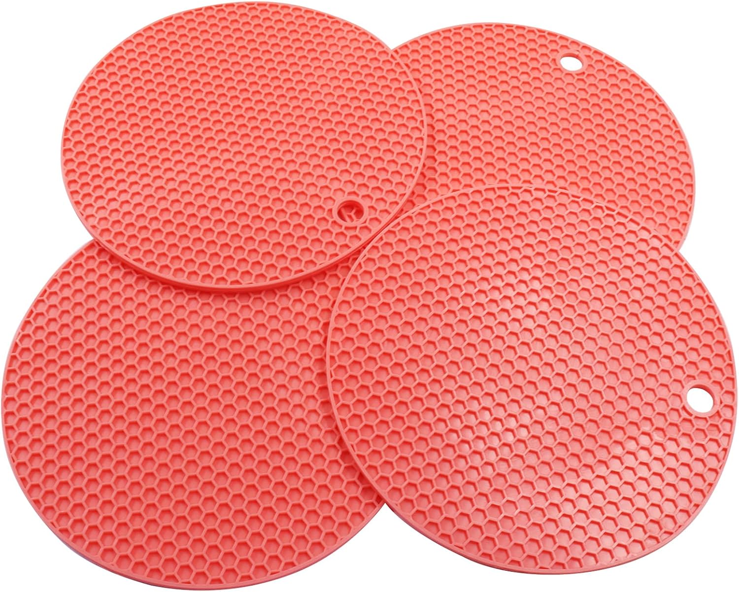 4 Pack Round Silicone Trivet Mats, Coffee