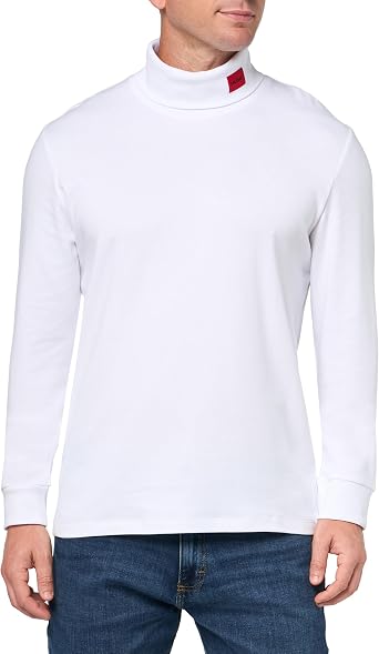 Hugo Mens Woven Logo Cotton Stretch Turtleneck