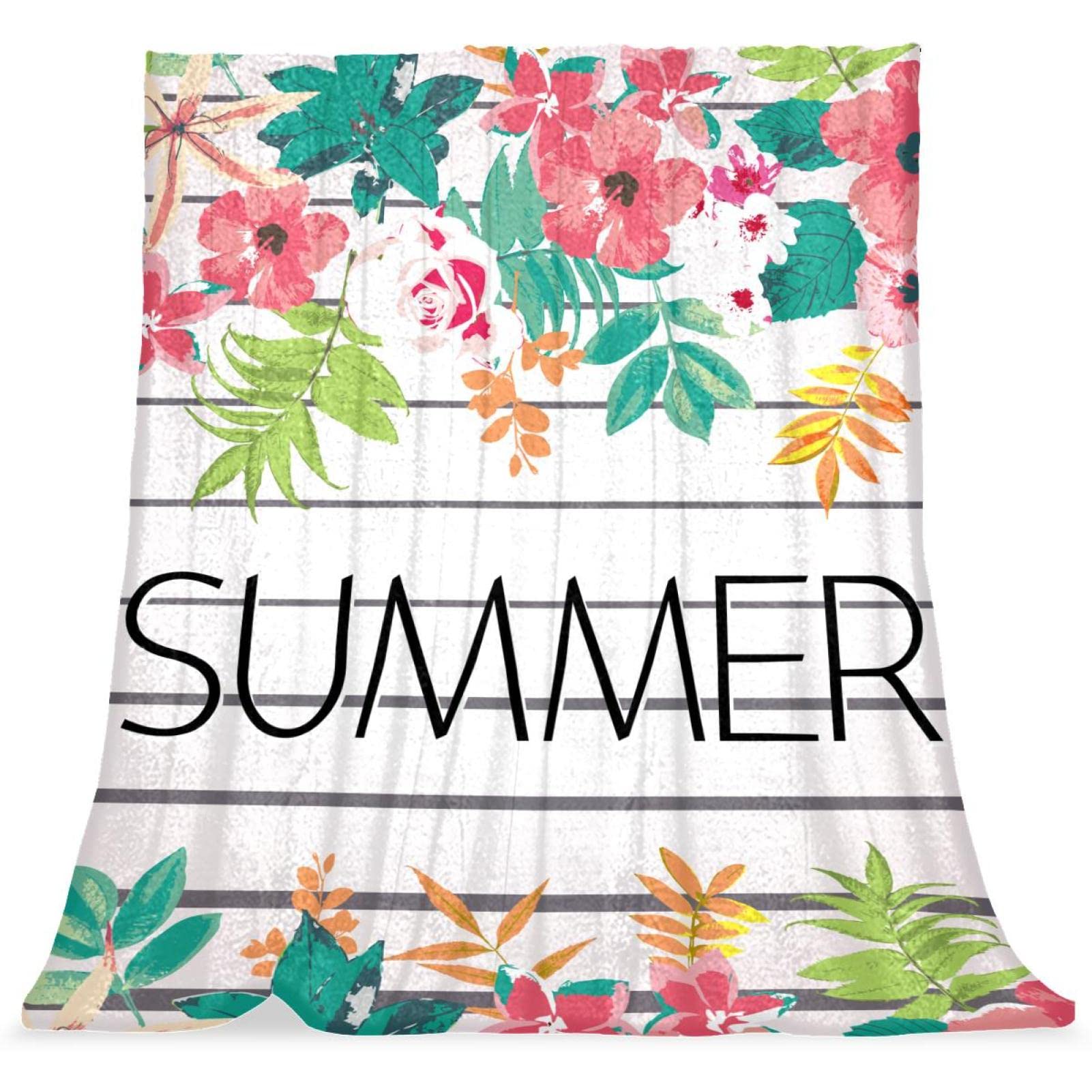 Couvre-lit d'été doux et moelleux à motif de fleur tropicale pour lit enfant