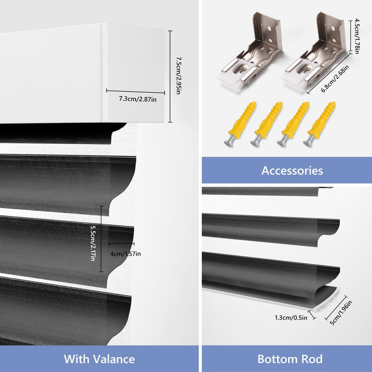 ZSTARR Motorized Shangri-La Shades Light Filtering Shangri-La Window Roller Shades Compatible with Alexa Google Remote Control Rechargeable Smart Shangri-La Sheer Blinds Customized Size (Light Blue)