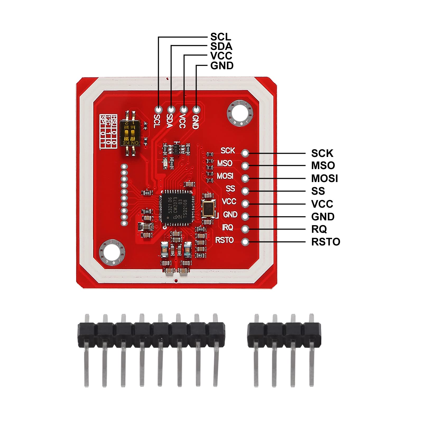 Alinan Lot de 6 modules NFC PN532, kit V3 de lecteur de communication en champ proche I2C SPI HSU avec carte de clé S50 blanche pour bricolage
