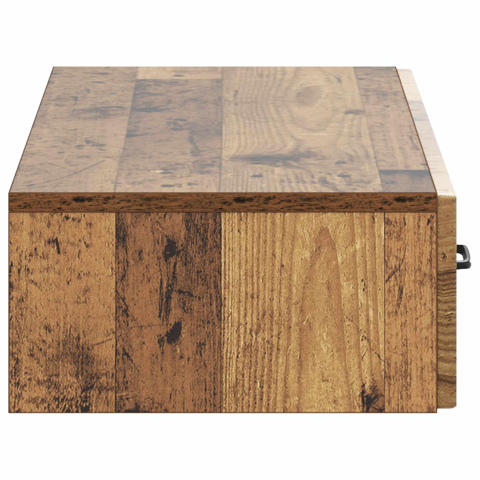 Tavolino da parete effetto legno anticato, console sospesa 87,5 x 34,5 x 17 cm, moderno tavolo da parete in legno con cassetto e scomparto per corridoio, soggiorno e ufficio domestico