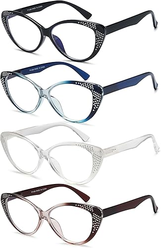 Miniatura 2 de EYEURL Cat Eye Reading Glasses for Women - Blue Light Blocking Ladies Fashion Readers with Flexible Spring Hinges