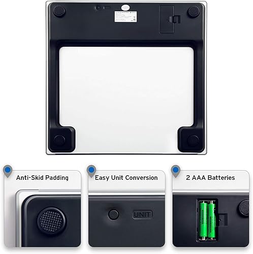 Vista 24 de Etekcity - Báscula para peso corporal digital de baño, plataforma extraancha y alta capacidad, precisa y segura, números grandes y fácil de leer