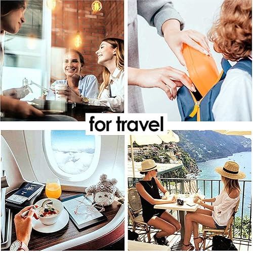 Miniatura 6 de Paquete de 4 recipientes plegables de silicona para alimentos con tapa, sin BPA, para campamento, senderismo (rosa, 4 unidades)