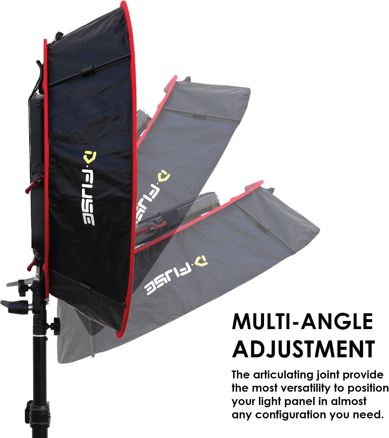 Kamerar 180° Adjustable Multi-Angle Light Stand Adapter with LED Panel Mount, 1/4” and 3/8" Threaded Screw on ⅝” Stud, Angle Adjustment Knob