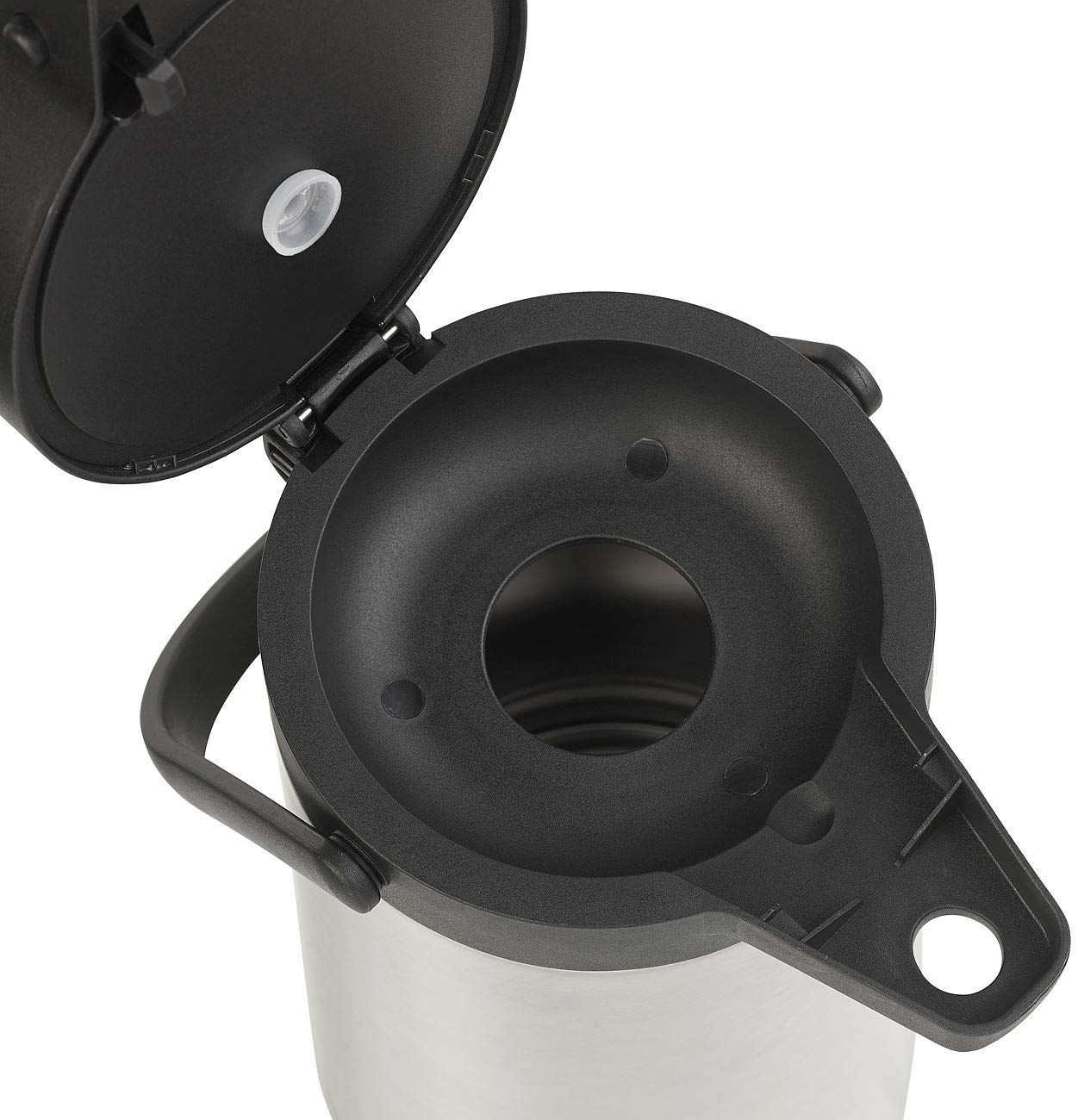 Rosenstein & Söhne Jarras para bebidas calientes - Latas de bomba: Jarra de vacío de doble pared con sistema de bombeo, Acero inoxidable, 3 litros (Jarra de bomba, Dispensador de café, Termo)