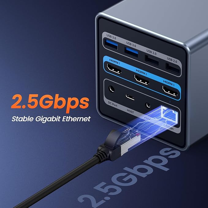 TobenONE Docking Station USB-C 16 en 1 Triple 4K, 150W, 3 HDMI, 7 USB miniatura 8