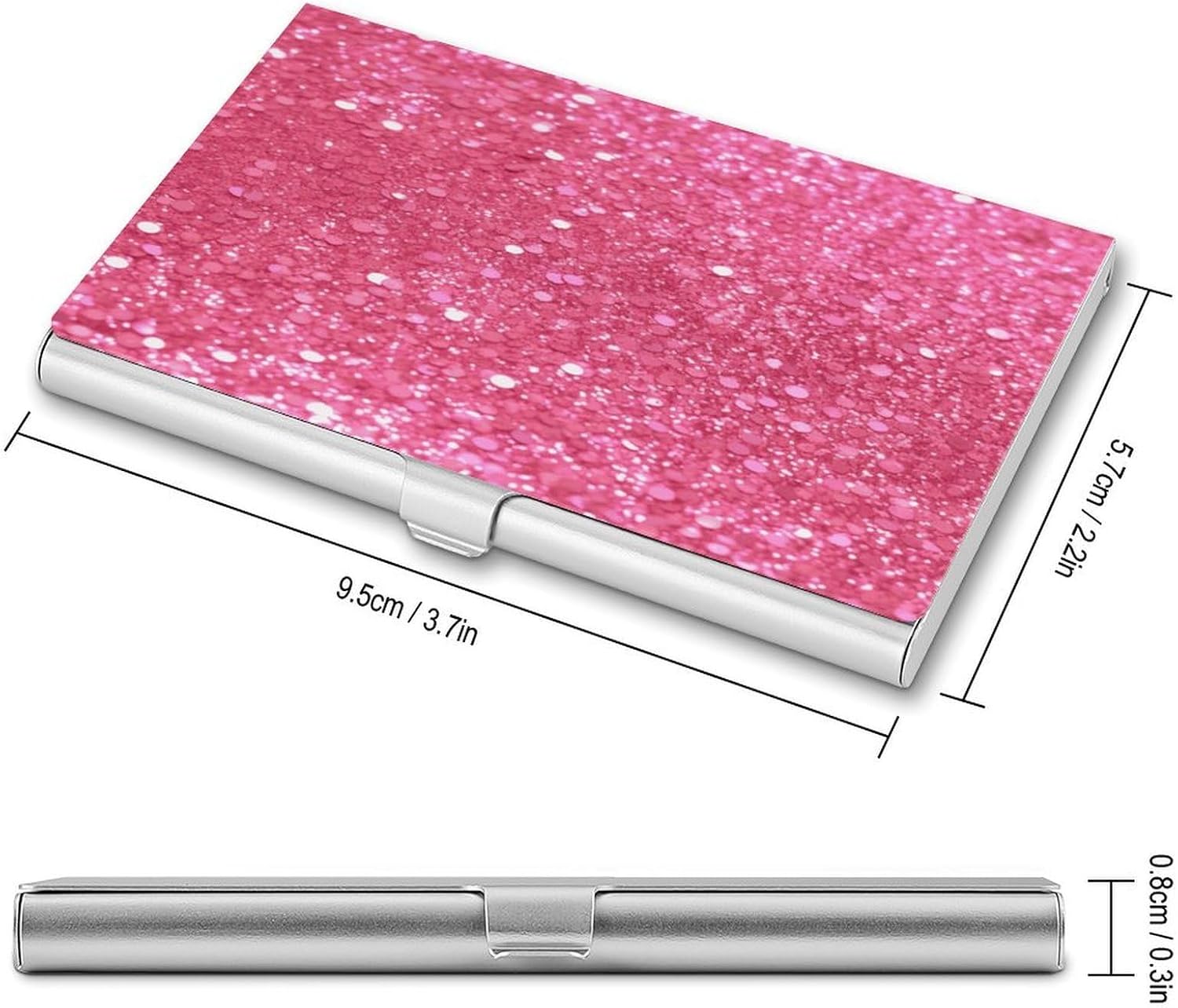 Sparkling Pink Glitter Business Card Holder Slim Business Card Case image 2