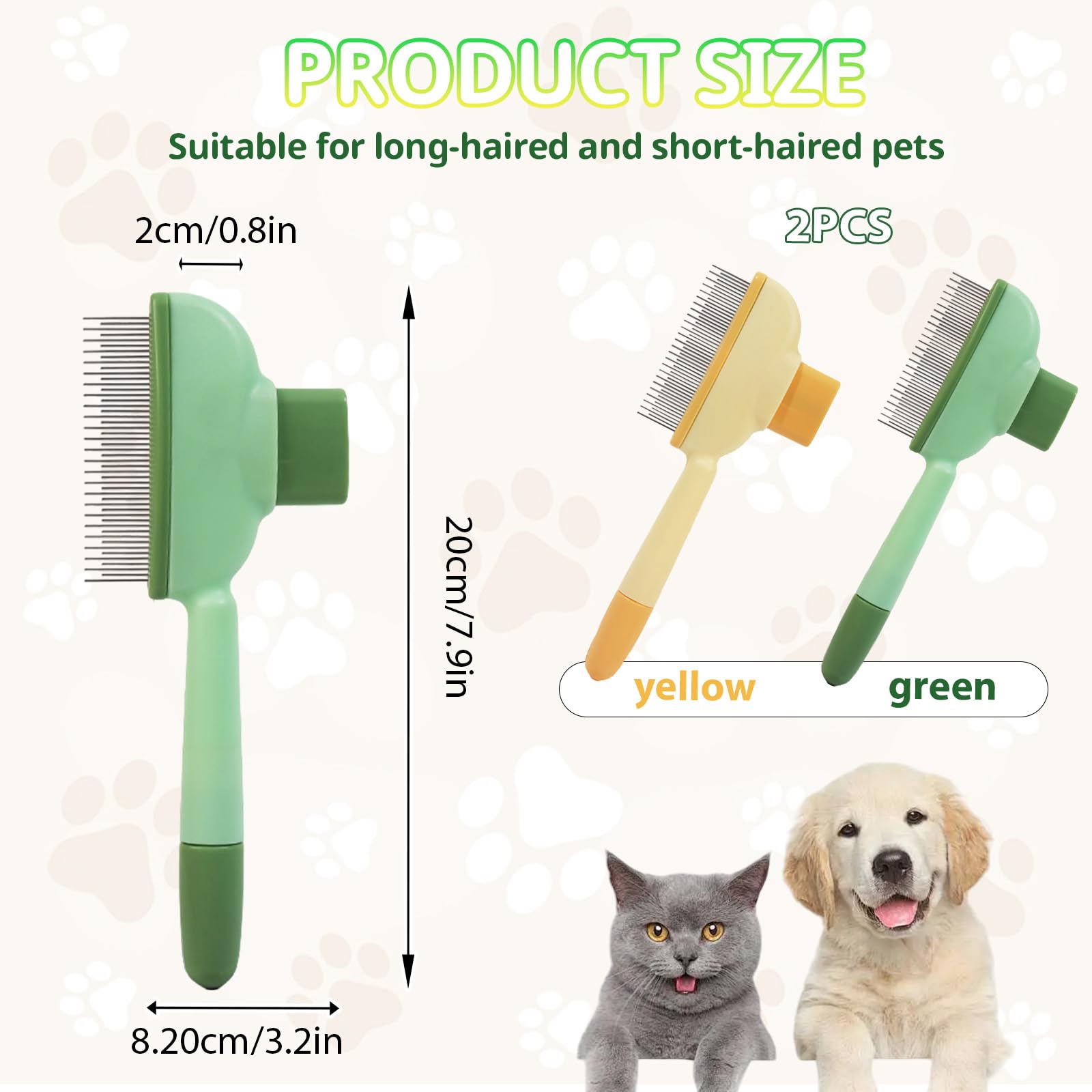 Peine antipulgas autolimpiante para mascotas, peine para gatos con botón de desbloqueo, peine para perros, peine para eliminar el pelo de mascotas, peine para pulgas de gato y perro (B)