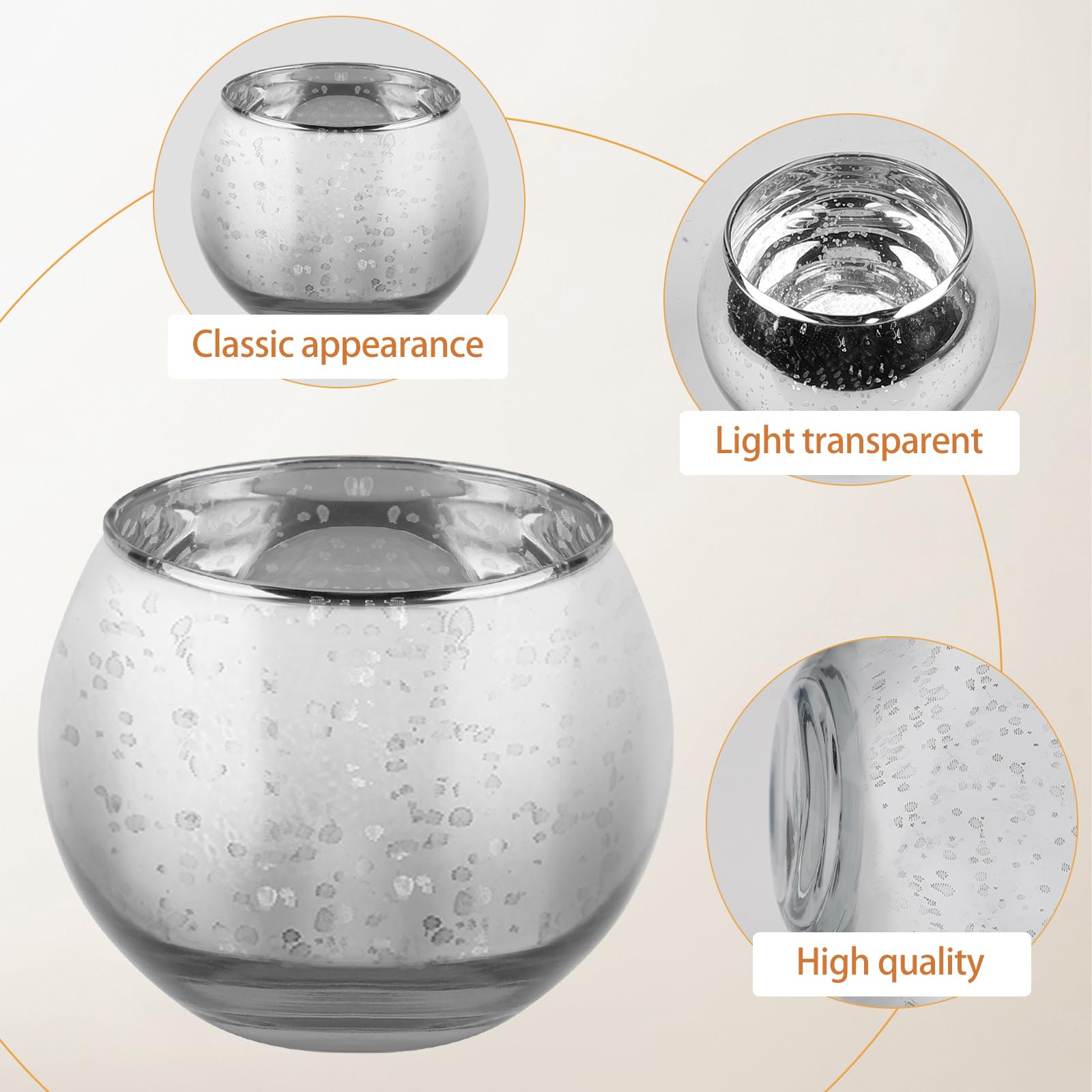 LALAGO 12 pezzi Barattoli per tealight,Vetro porta tealight maculato, Porta candele porta tealight, Barattoli per tealight decorazione di Natale decorazione da tavolo matrimonio (Argento)