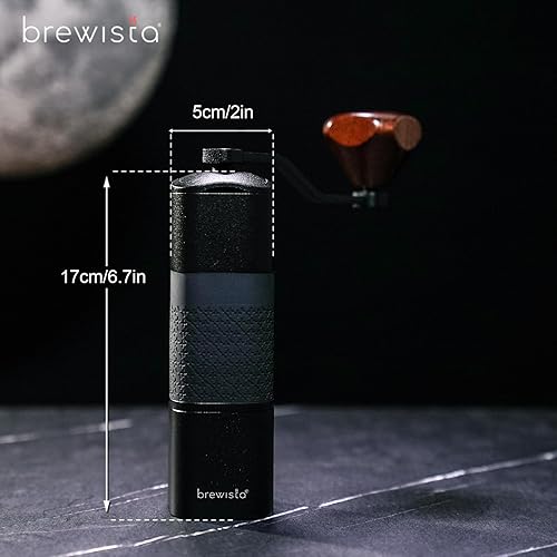 Miniatura 3 de Brewista Artisan Meteor - Molinillo manual de café, molinillo de rebabas cónicas de acero inoxidable con 18 ajustes ajustables, expreso portátil,