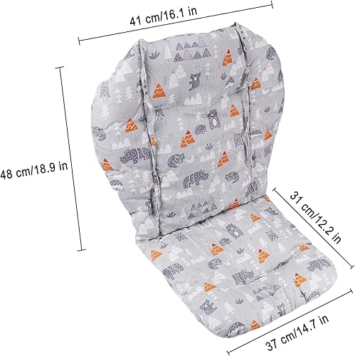 Miniatura 7 de Cojín para silla alta, almohadilla para silla alta, funda para silla alta, ligera y transpirable, suave y cómoda, hace que el bebé se sienta más
