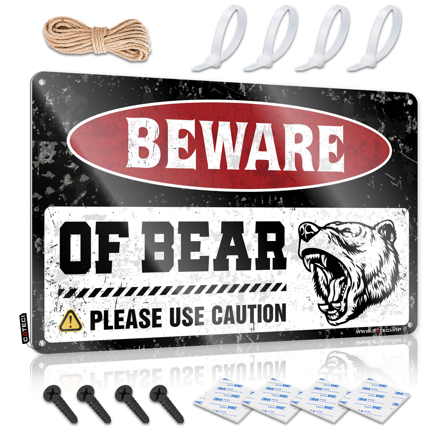 Ztbbdnqha Men's One Color Metal Sign Decor Vintage Bear Warning Sign Personalized Man Cave Sign Funny House Signs(30X40cm)