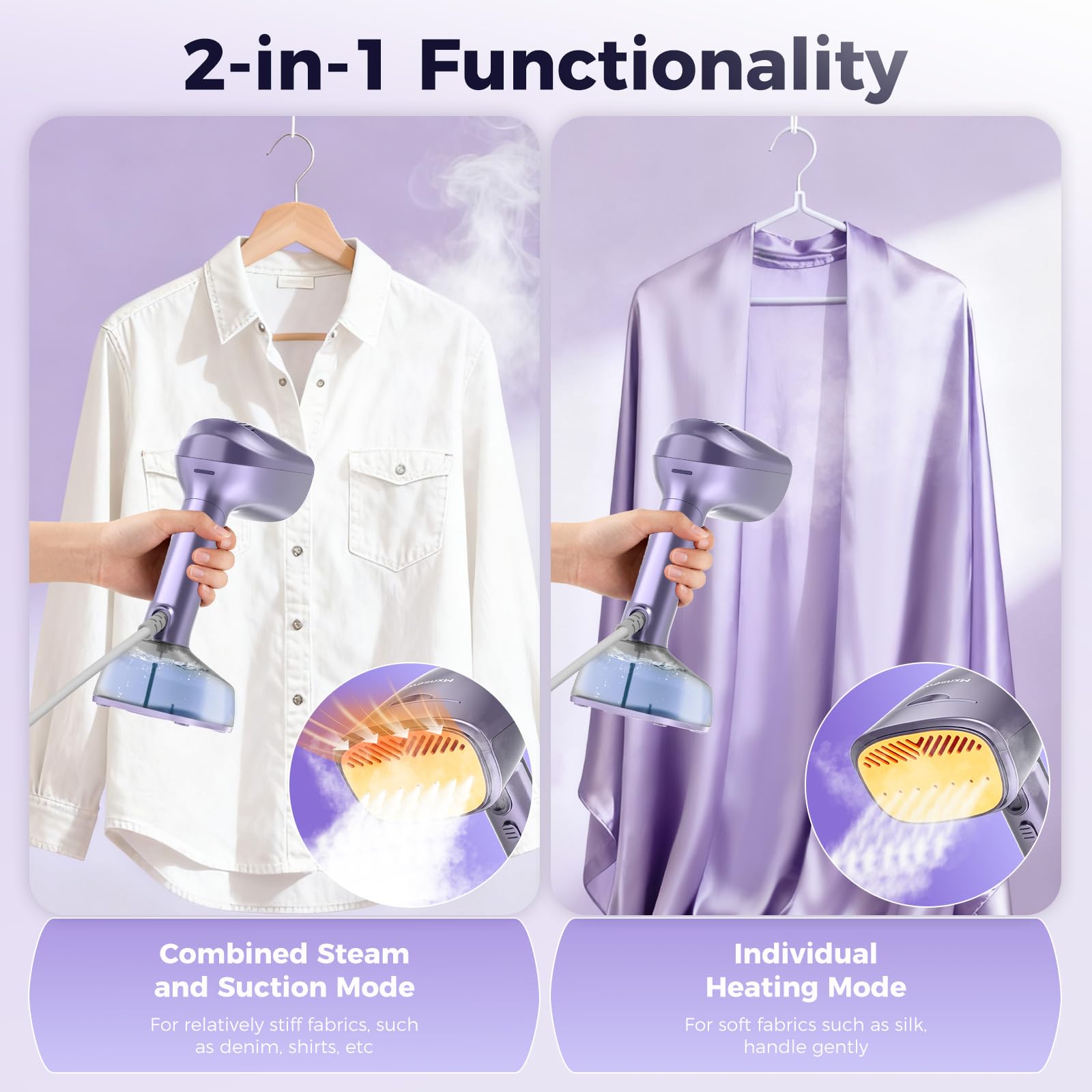 Vacuum Steamer for Clothes, 3500Pa Suction Handheld Clothes Steamer,Equipped with multiple modes,Portable Travel Steamers for Clothes, Steaming & Ironing 2 in 1,400ml Water Tank (for 110-120V) : Everything Else